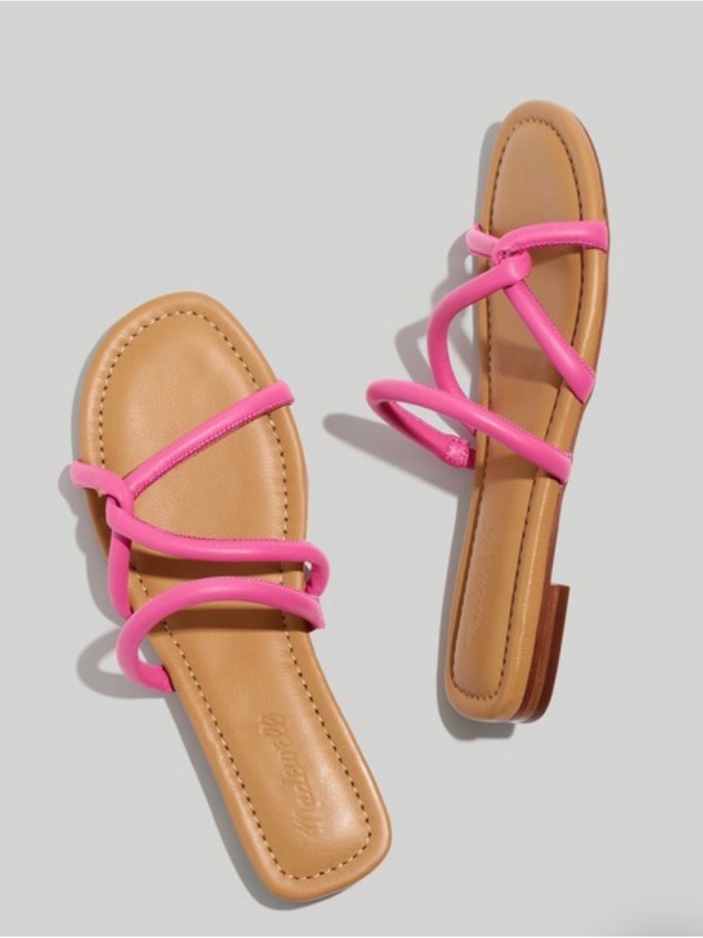 Madewell Arnel Leather Strappy Slide Sandals Raspberry Pink - 8.5